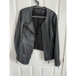 Le Chateau Womens Genuine Leather Moto Jacket Medium Black Asymmetrical Zipper